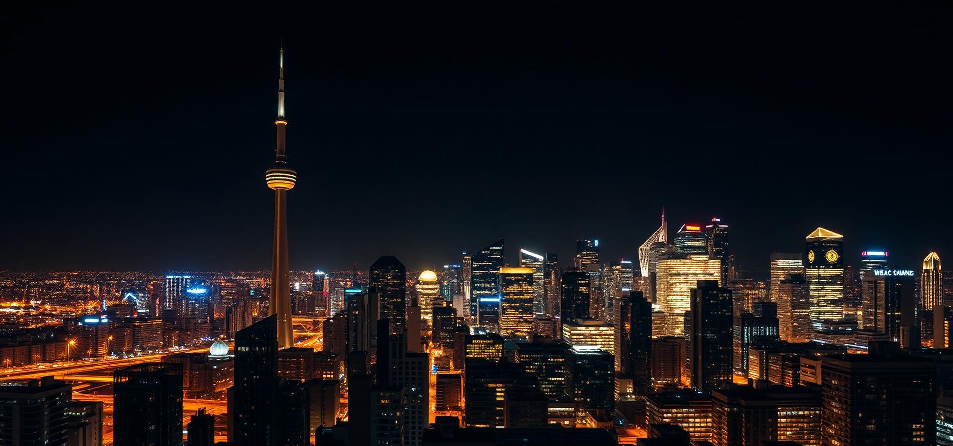Toronto skyline at night from above